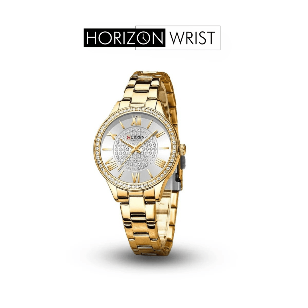 Silver Dial Women's Watch – Gold Stainless Steel Bracelet - Horizon Wrist