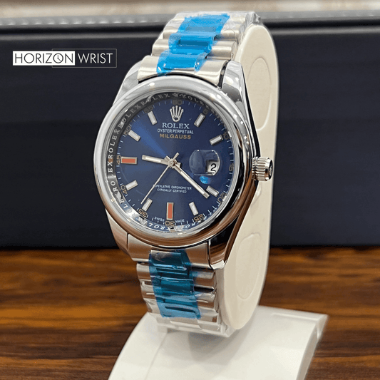 Signature Royal Blue Dial – Elegant Men’s Stainless Steel Watch - Horizon Wrist
