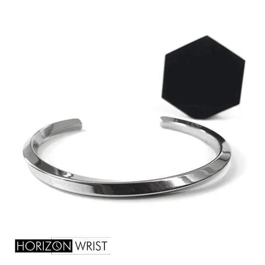 Chrome Twisted Metal Cuff – Modern Minimalist Bracelet for Men & Women - Horizon Wrist