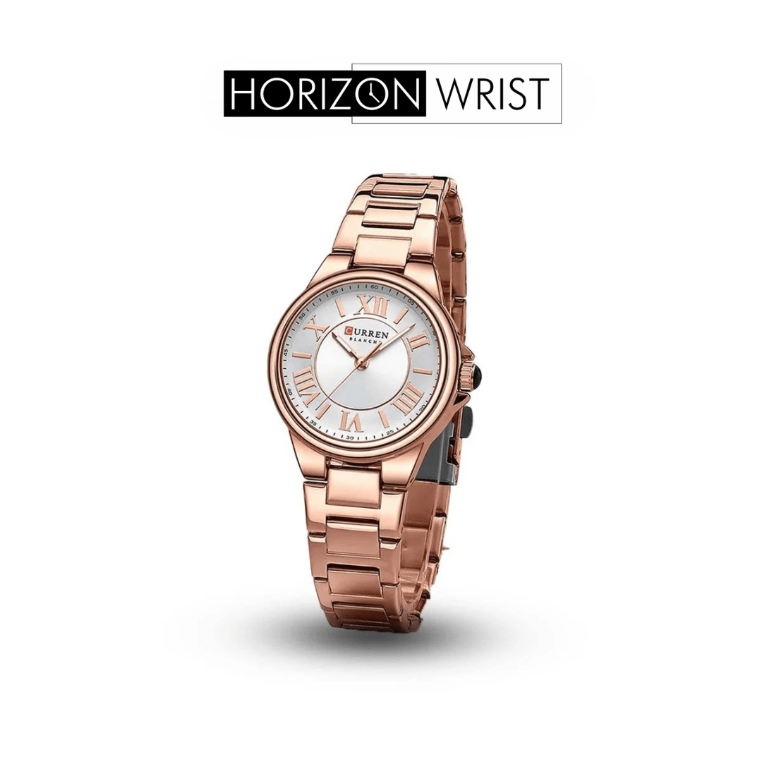 Silver Dial Women's Watch – Rose Gold Stainless Steel Bracelet - Horizon Wrist