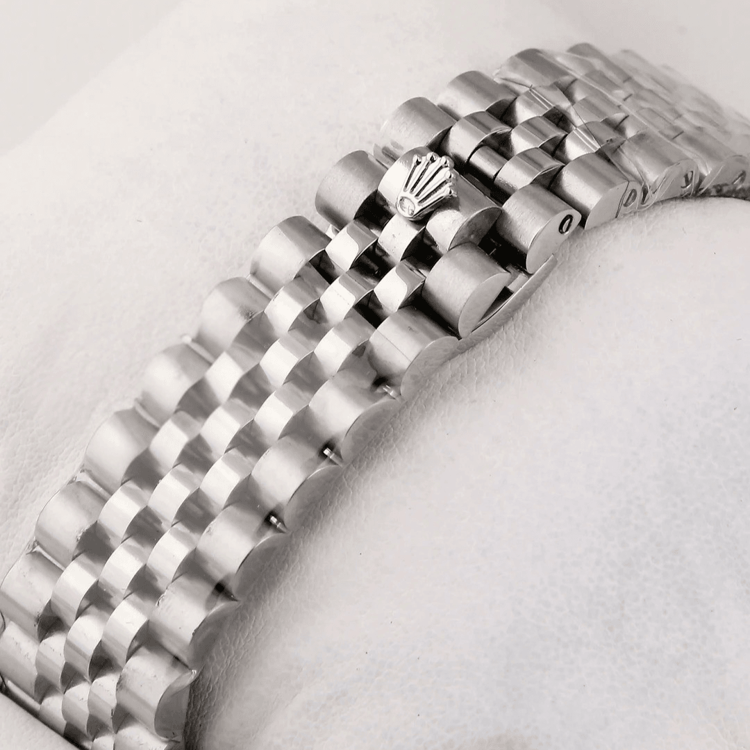 Rolex – 36mm Silver Automatic Watch | White Dial with Stone Index | Master AAA – Horizon Wrist - Horizon Wrist