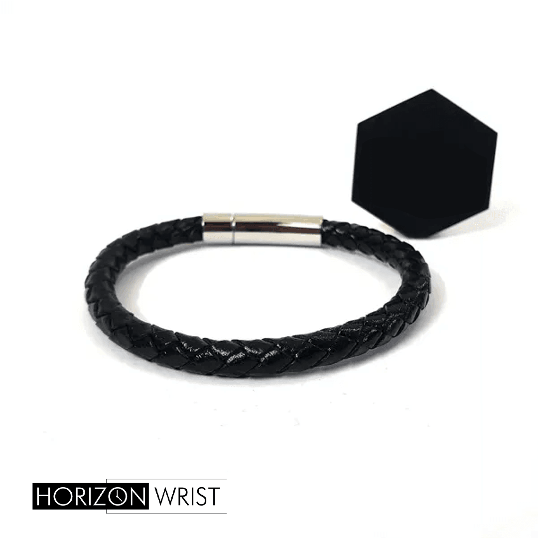 Black Beauty – Premium Braided Leather Bracelet for Men - Horizon Wrist