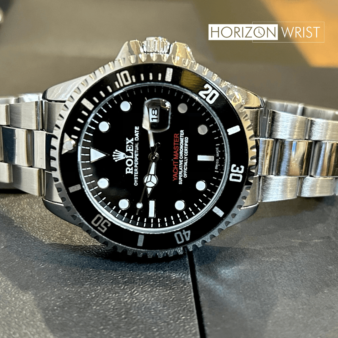 RLX Yacht-Master – Black Dial with Silver Chain | Classic Marine Style - Horizon Wrist