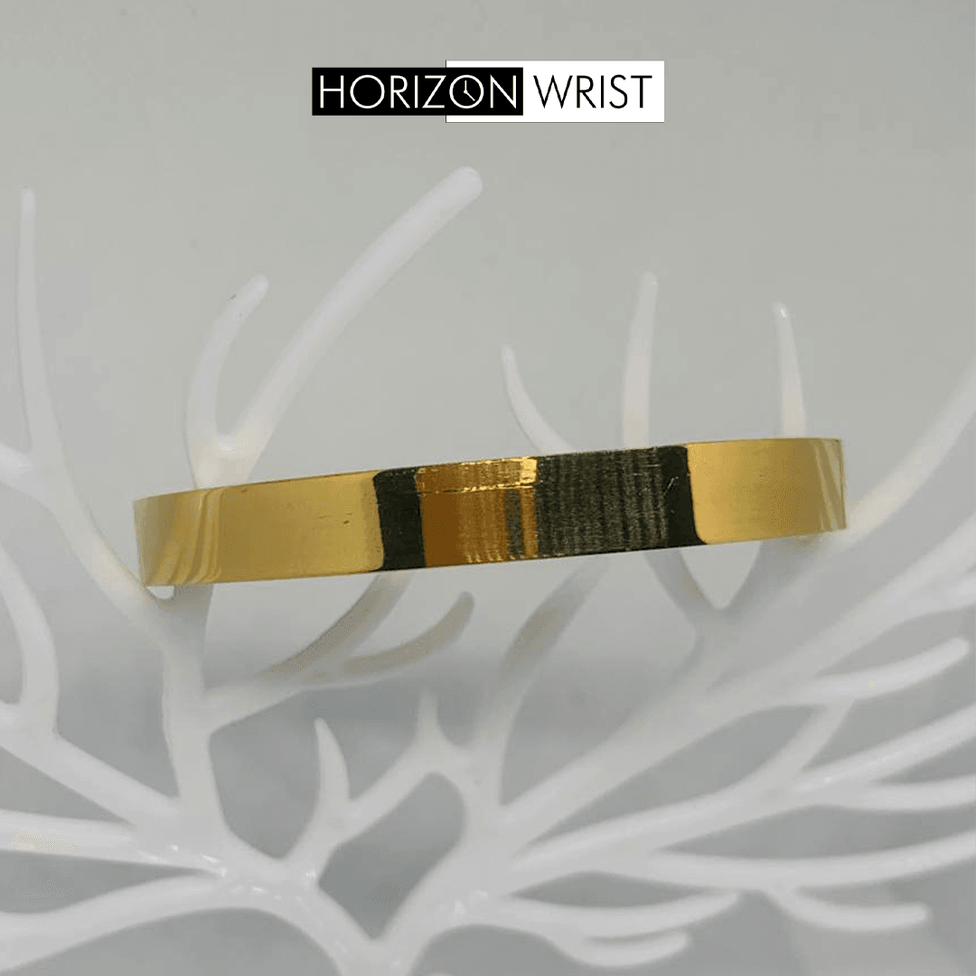 Minimalist Gold Plated Bracelet – Unisex Plain Design for Girls & Boys - Horizon Wrist