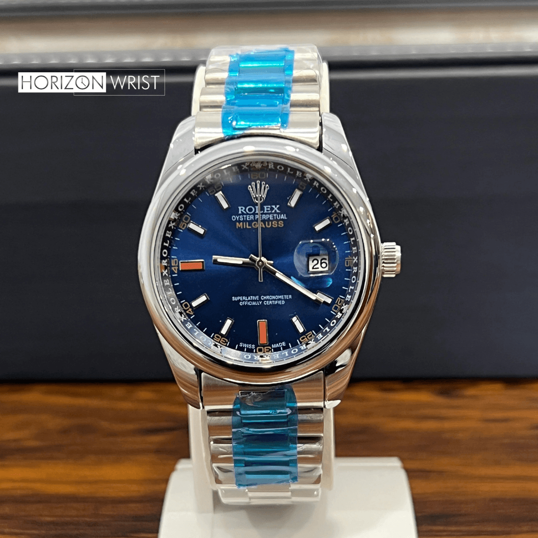 Signature Royal Blue Dial – Elegant Men’s Stainless Steel Watch - Horizon Wrist