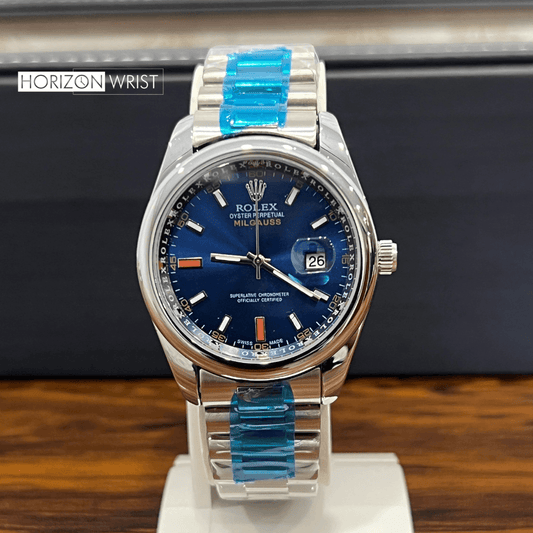 Signature Royal Blue Dial – Elegant Men’s Stainless Steel Watch - Horizon Wrist