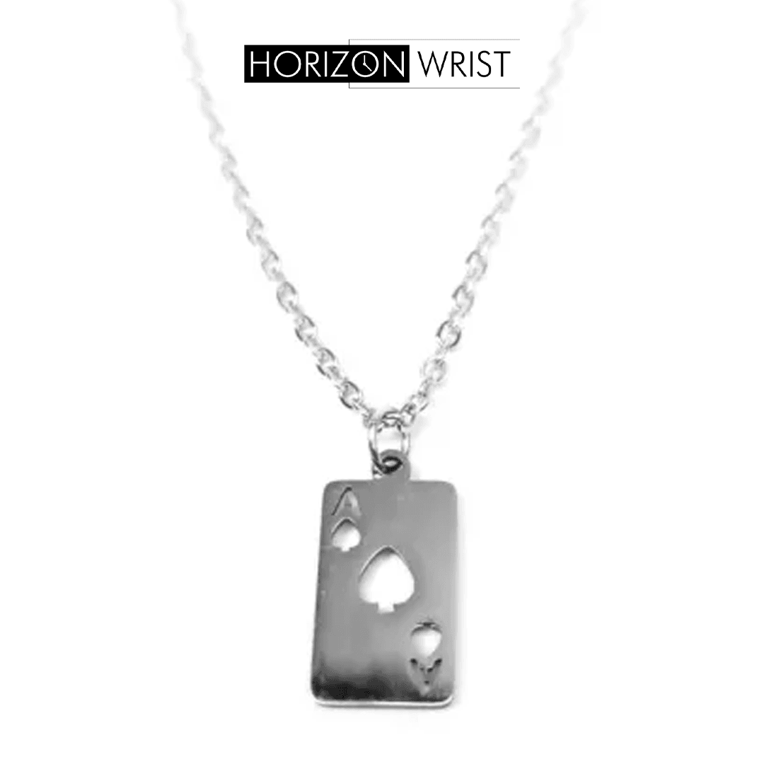 Minimal Ace of Spade Pendant Necklace – Stainless Steel - Horizon Wrist