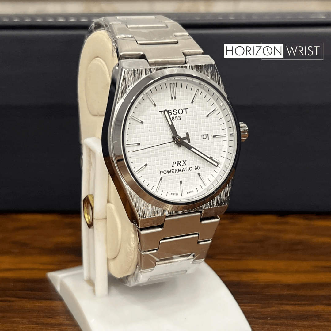 Classic White Dial Men's Watch – Silver Stainless Steel Chain - Horizon Wrist