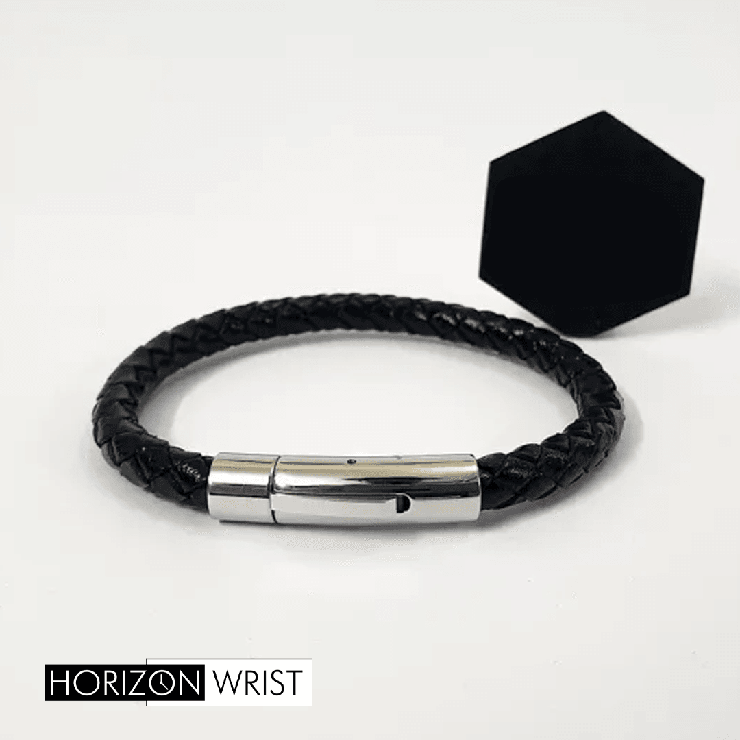 Black Beauty – Premium Braided Leather Bracelet for Men - Horizon Wrist
