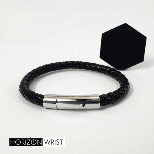 Black Beauty – Premium Braided Leather Bracelet for Men - Horizon Wrist