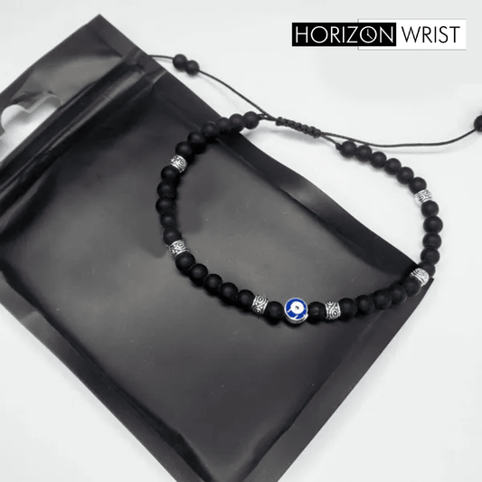 Enigma Black Evil Eye Bracelet – 4mm Protection Beads | Unisex Style - Horizon Wrist
