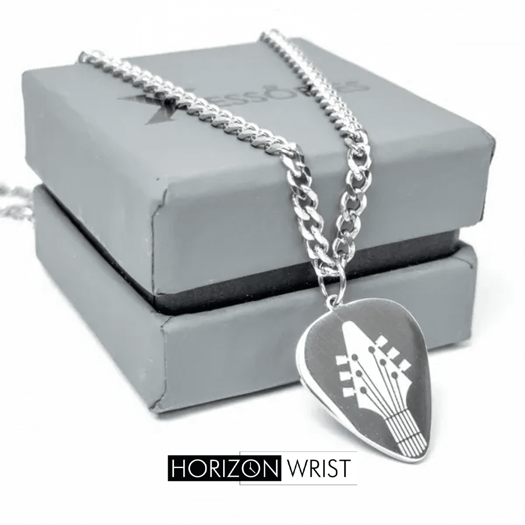 Guitar Pick Pendant Necklace – Stainless Steel | For Musicians & Artists - Horizon Wrist