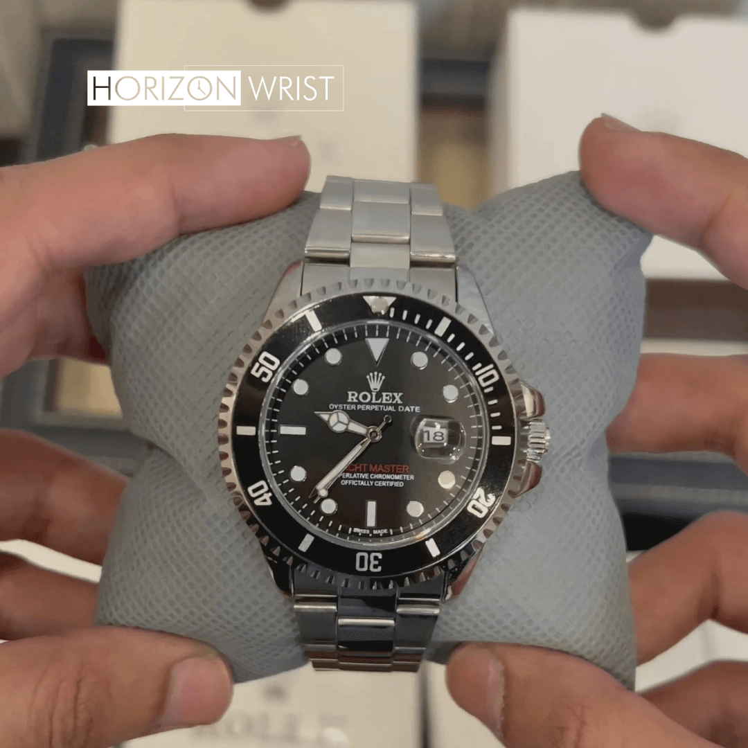 RLX Yacht-Master – Black Dial with Silver Chain | Classic Marine Style - Horizon Wrist