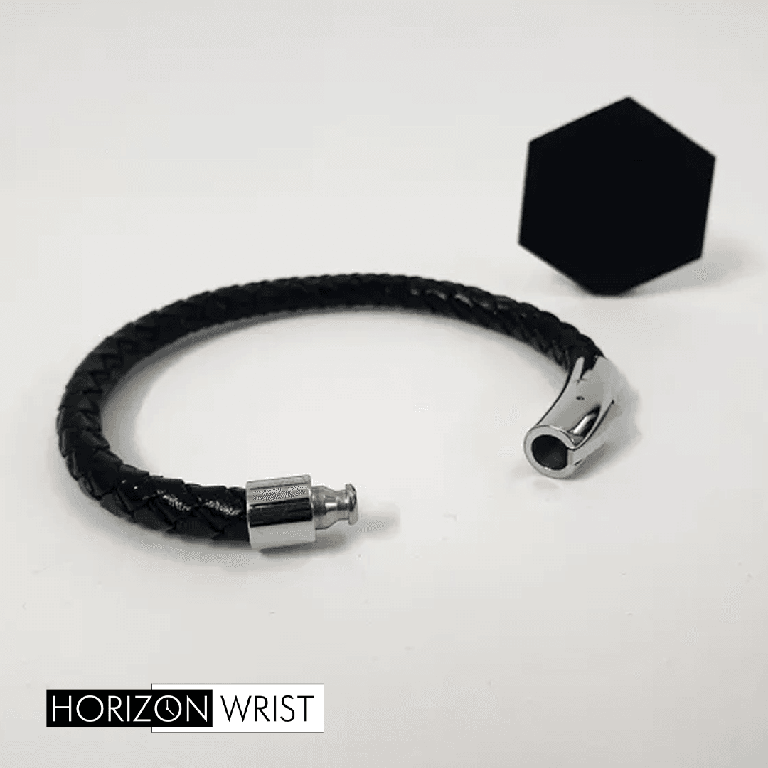 Black Beauty – Premium Braided Leather Bracelet for Men - Horizon Wrist
