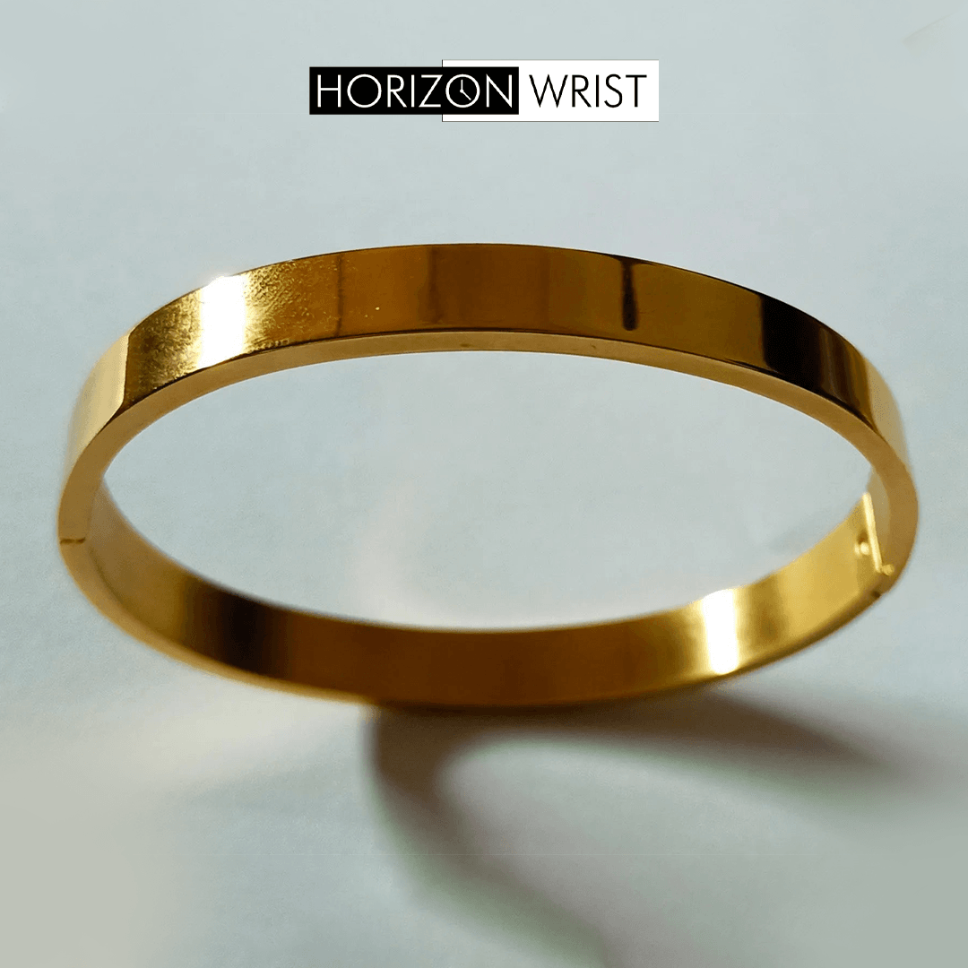 Minimalist Gold Plated Bracelet – Unisex Plain Design for Girls & Boys - Horizon Wrist