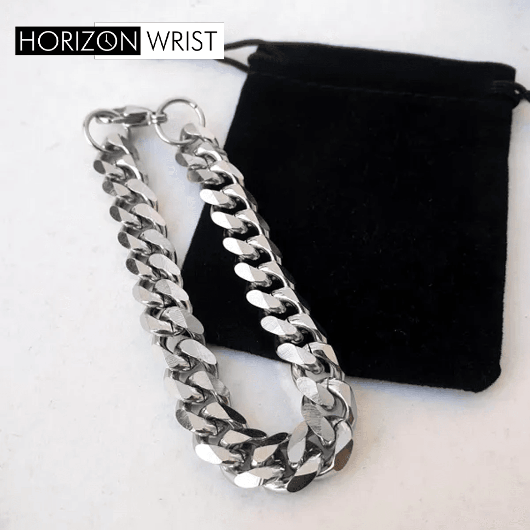 Cuban Chain Bracelet – 20cm | Bold 9mm Stainless Steel - Horizon Wrist