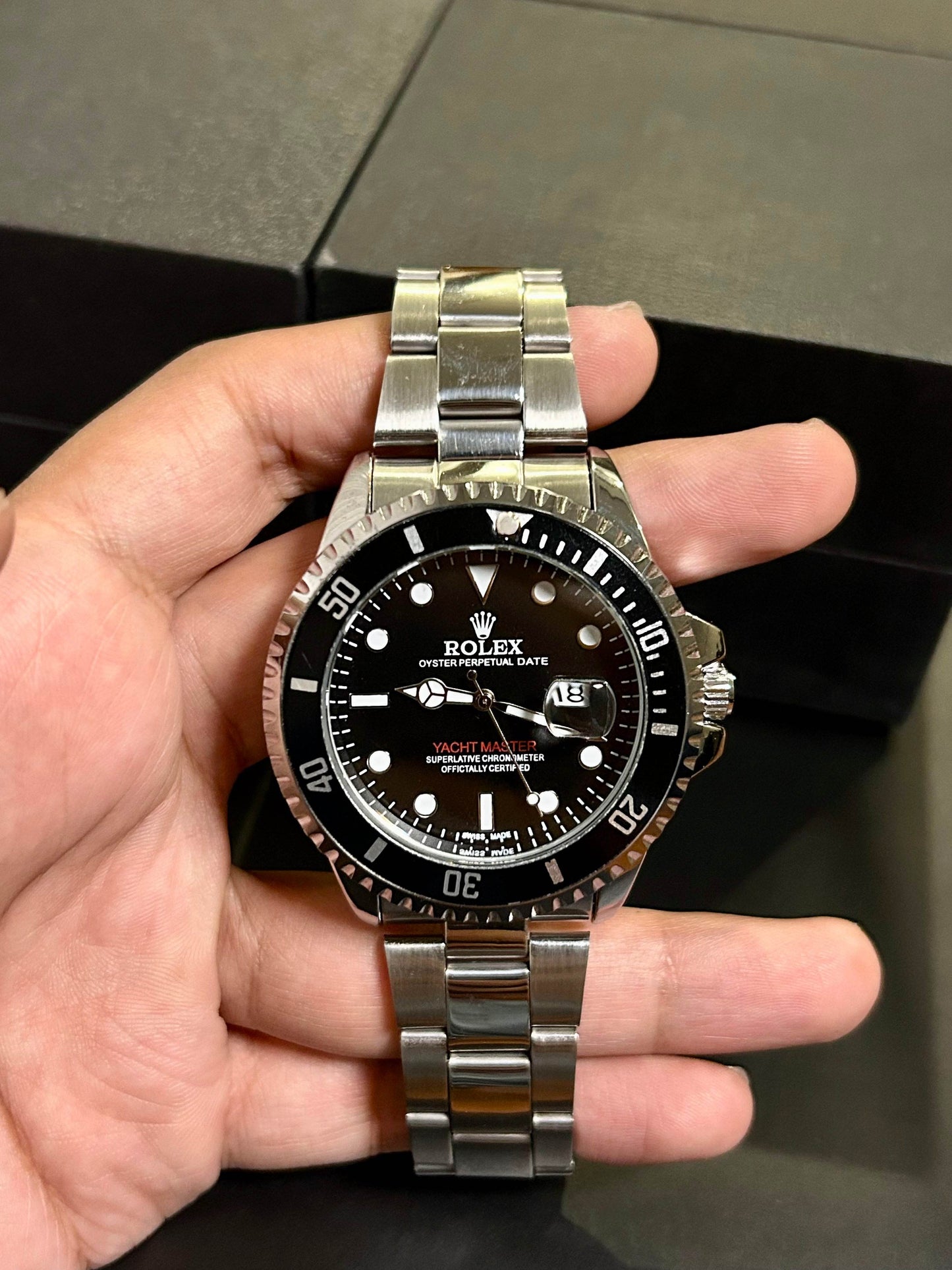 RLX Yacht-Master – Black Dial with Silver Chain | Classic Marine Style - Horizon Wrist