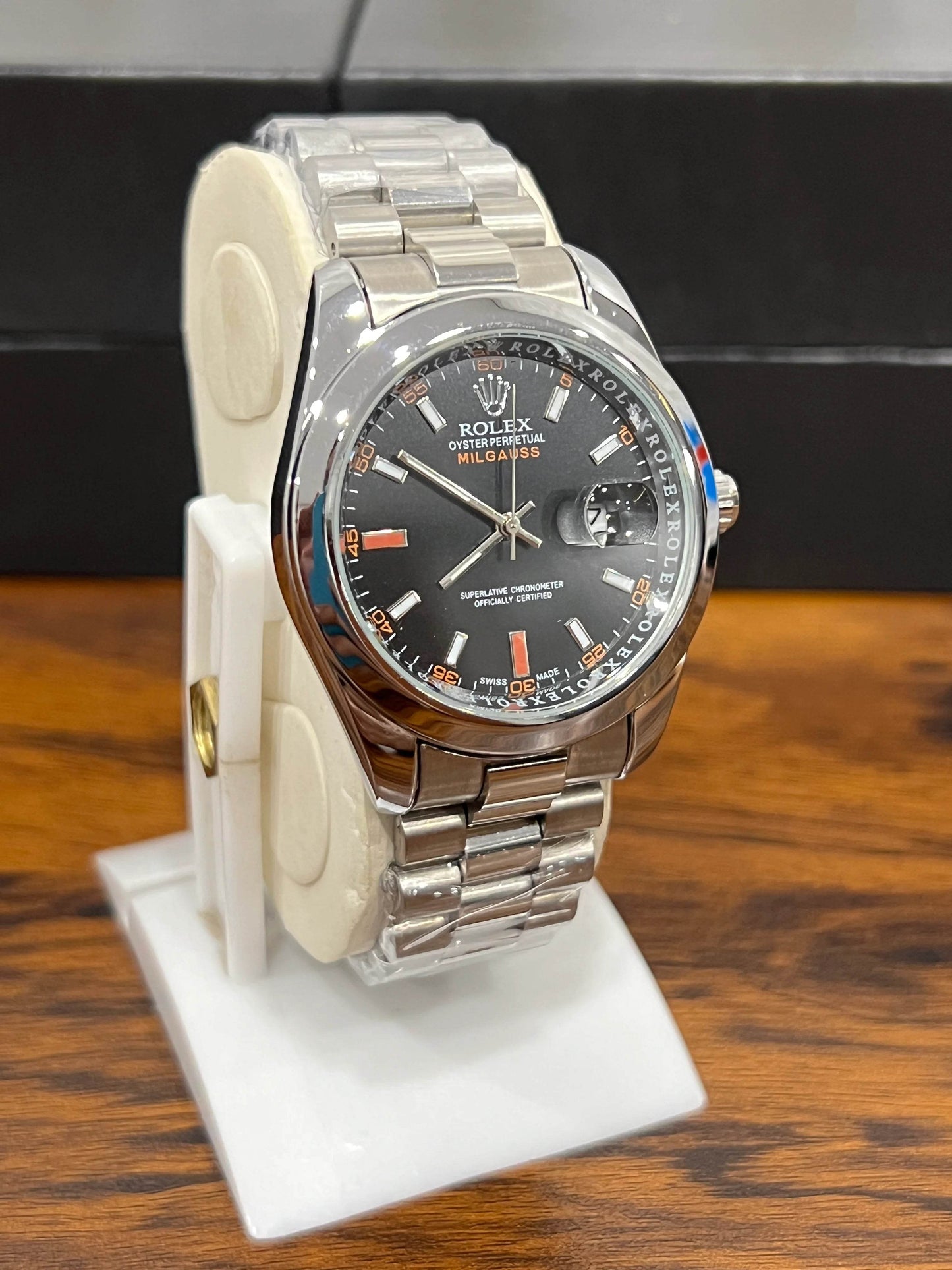 RLX Milgauss – Black Dial with Silver Chain | Bold Magnetic Elegance - Horizon Wrist