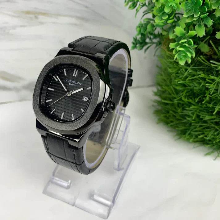 PP Leather Strap Watch - Full Black - Horizon Wrist