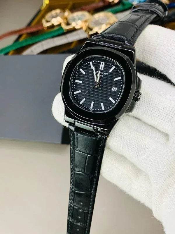 PP Leather Strap Watch - Full Black - Horizon Wrist