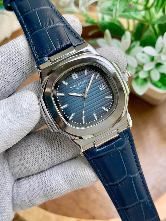 PP Leather Strap Watch - Silver Blue - Horizon Wrist