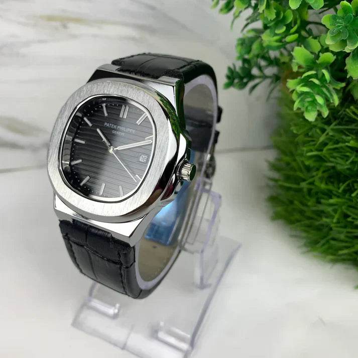 PP Leather Strap Watch - Silver Black - Horizon Wrist