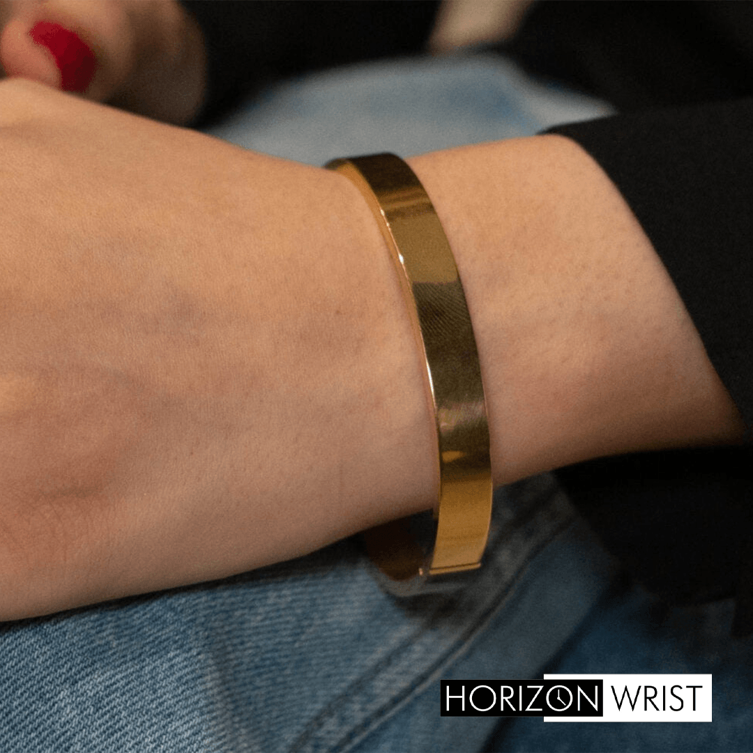 Minimalist Gold Plated Bracelet – Unisex Plain Design for Girls & Boys - Horizon Wrist 