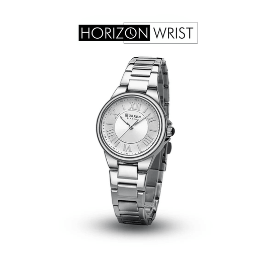 Silver Dial Women's Quartz Watch – Elegant Stainless Steel Bracelet - Horizon Wrist 