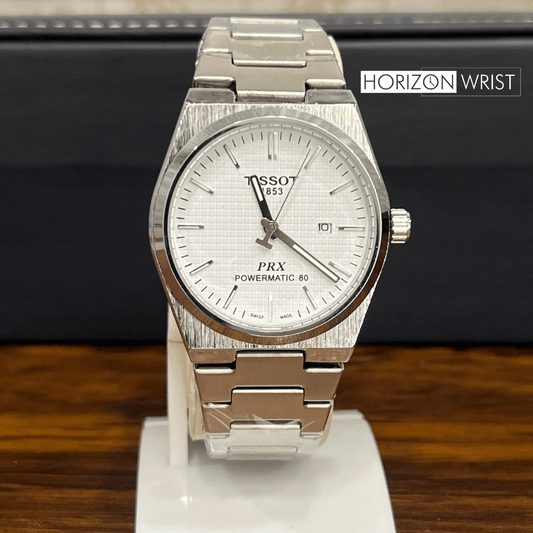 Classic White Dial Men's Watch – Silver Stainless Steel Chain - Horizon Wrist 