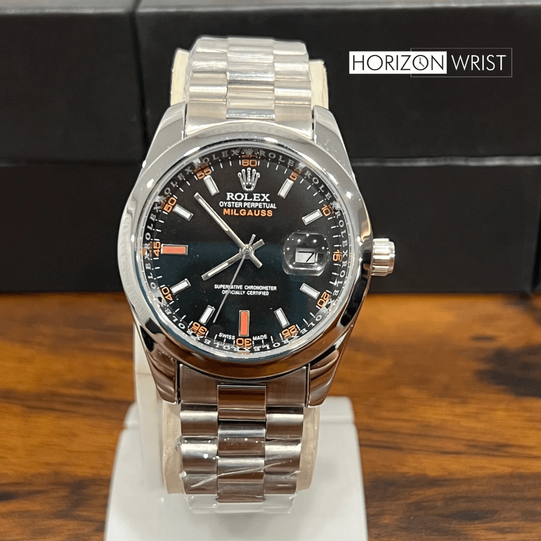 RLX Milgauss – Black Dial with Silver Chain | Bold Magnetic Elegance - Horizon Wrist 