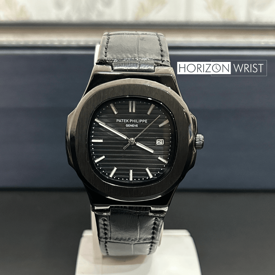 Patek Philippe Naut – Black Dial with Black Strap | Quartz - Horizon Wrist 