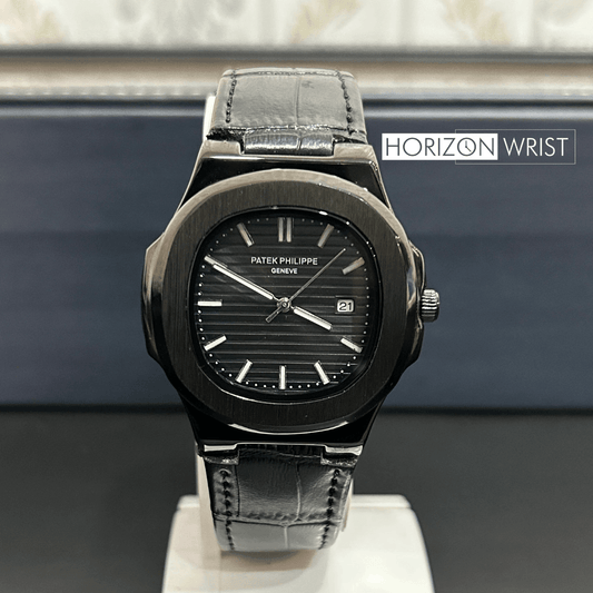 Patek Philippe Naut – Black Dial with Black Strap | Quartz - Horizon Wrist 