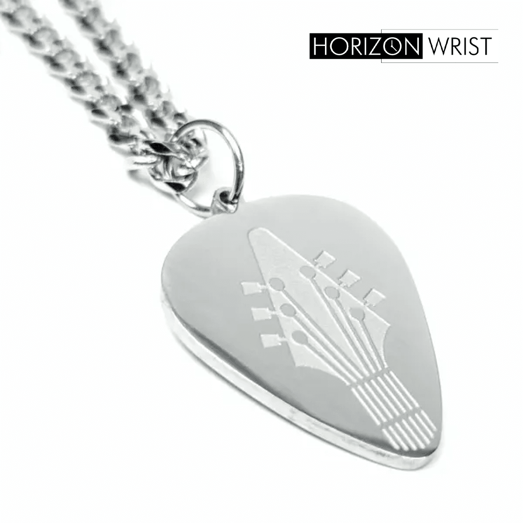 Guitar Pick Pendant Necklace – Stainless Steel | For Musicians & Artists - Horizon Wrist 
