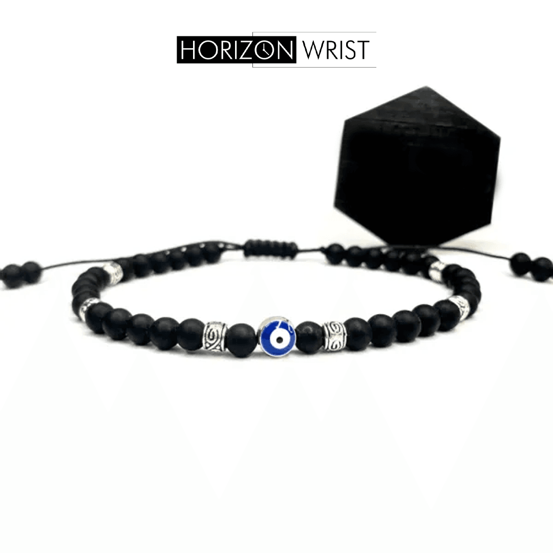 Enigma Black Evil Eye Bracelet – 4mm Protection Beads | Unisex Style - Horizon Wrist 