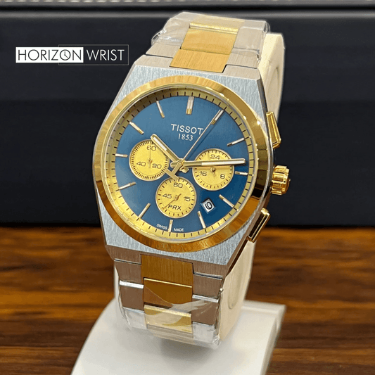 Luxury Blue Dial Chronograph – Two-Tone Stainless Steel Men’s Watch - Horizon Wrist 
