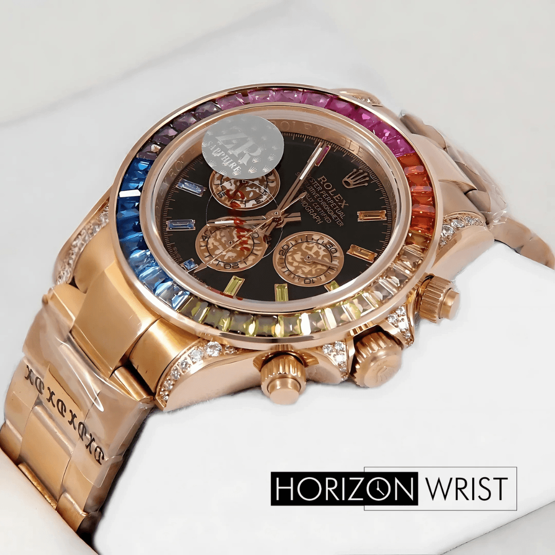 Rolex – 40mm Chronograph Rainbow Edition | Yellow Gold Case | Black Dial | Master AAA - Horizon Wrist 