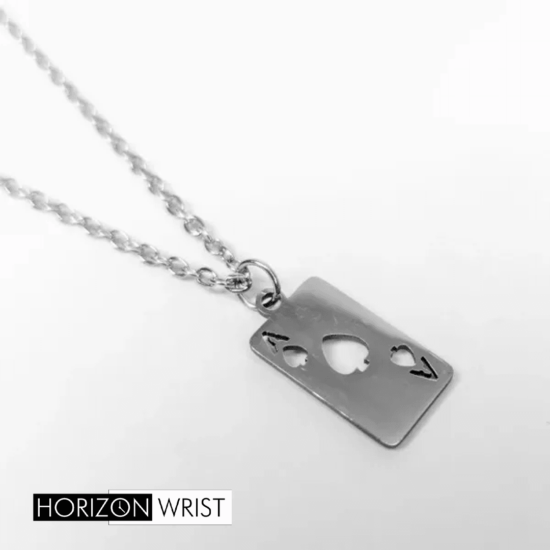 Minimal Ace of Spade Pendant Necklace – Stainless Steel - Horizon Wrist 