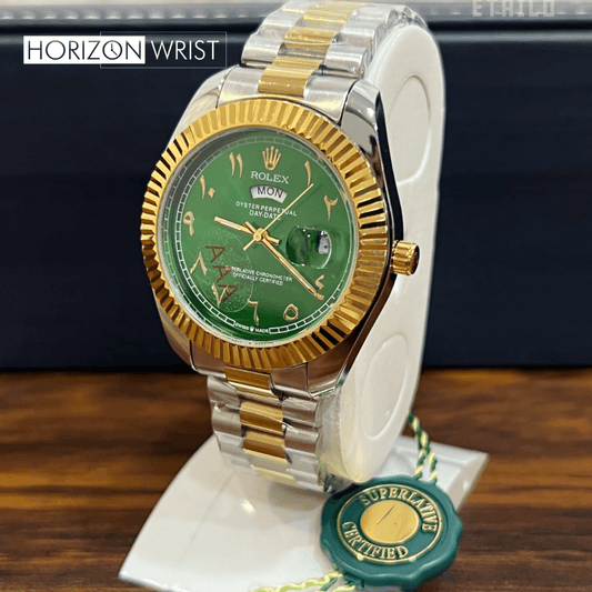 Arabic Dial Day-Date Men's Watch – Two-Tone Luxury Design (3 Colors) - Horizon Wrist 
