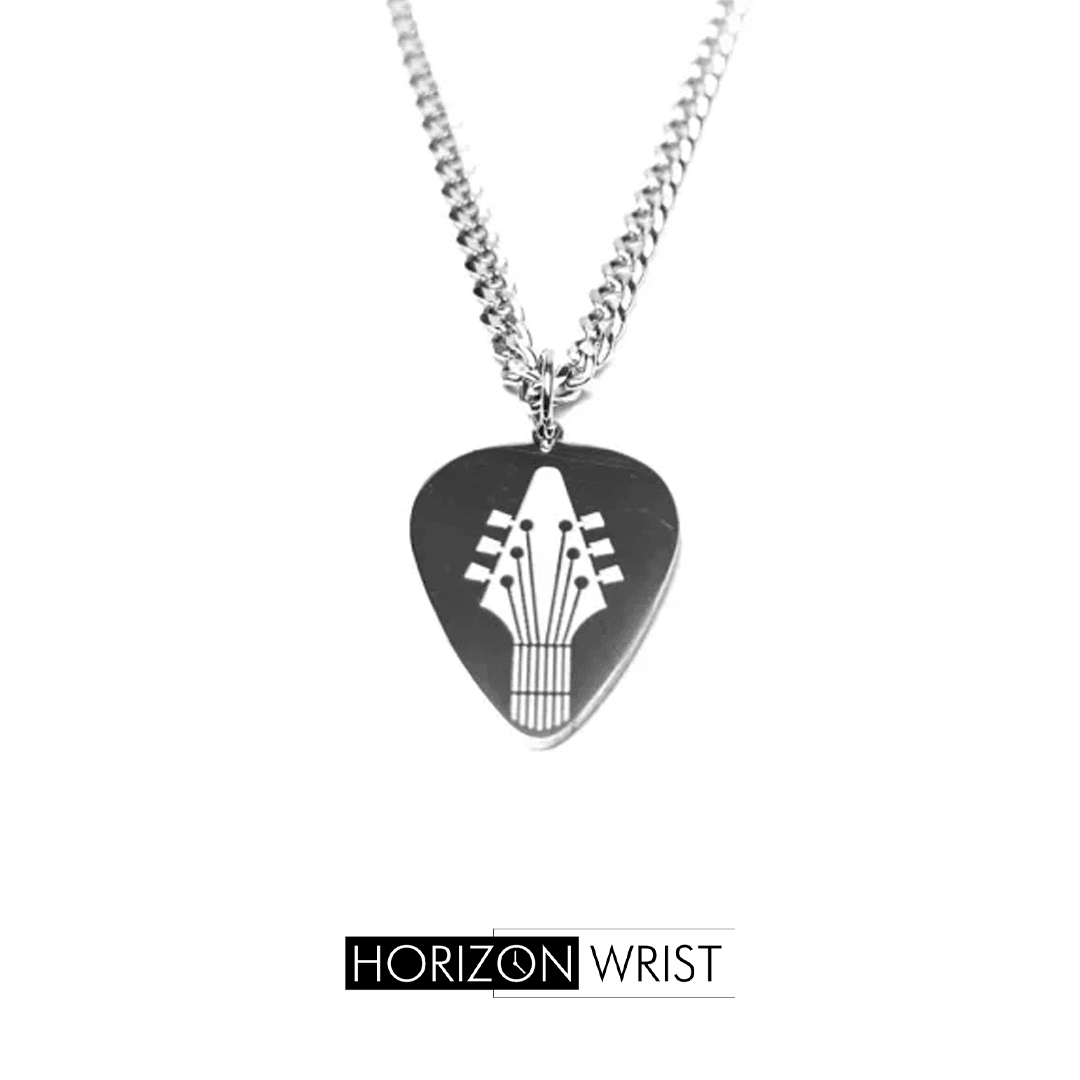 Guitar Pick Pendant Necklace – Stainless Steel | For Musicians & Artists - Horizon Wrist 