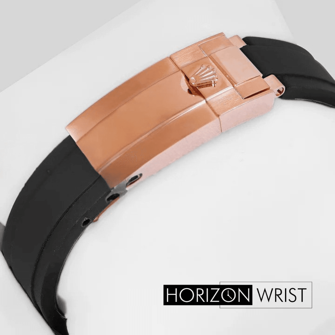 Rolex – 40mm Chronograph | Rose Gold Case with Gray Marble Dial | Black Rubber Strap | Master AAA - Horizon Wrist 