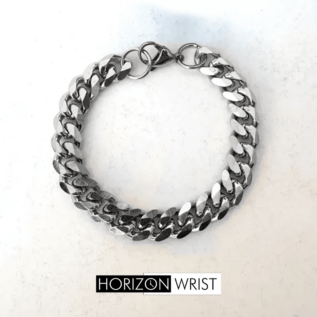 Cuban Chain Bracelet – 20cm | Bold 9mm Stainless Steel - Horizon Wrist 