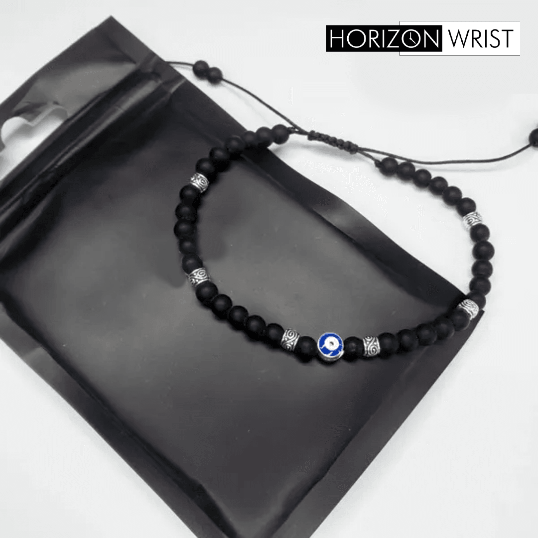 Enigma Black Evil Eye Bracelet – 4mm Protection Beads | Unisex Style - Horizon Wrist 