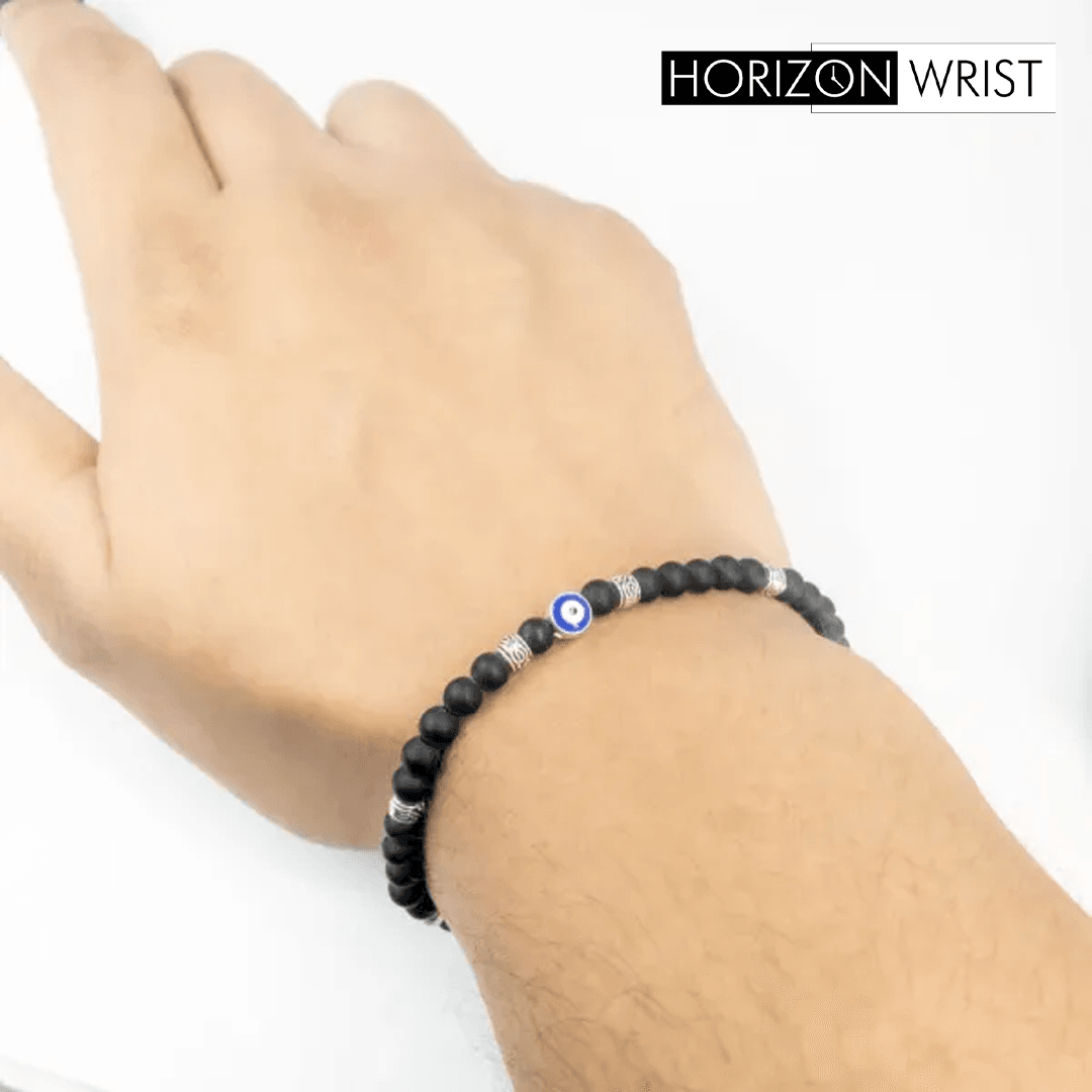 Enigma Black Evil Eye Bracelet – 4mm Protection Beads | Unisex Style - Horizon Wrist 