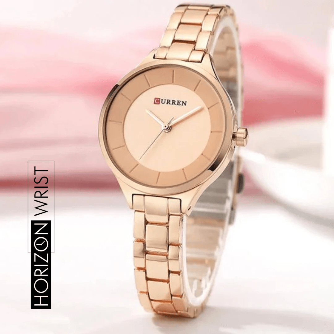 Rose Gold Women's Watch – Elegant Stainless Steel Design - Horizon Wrist 