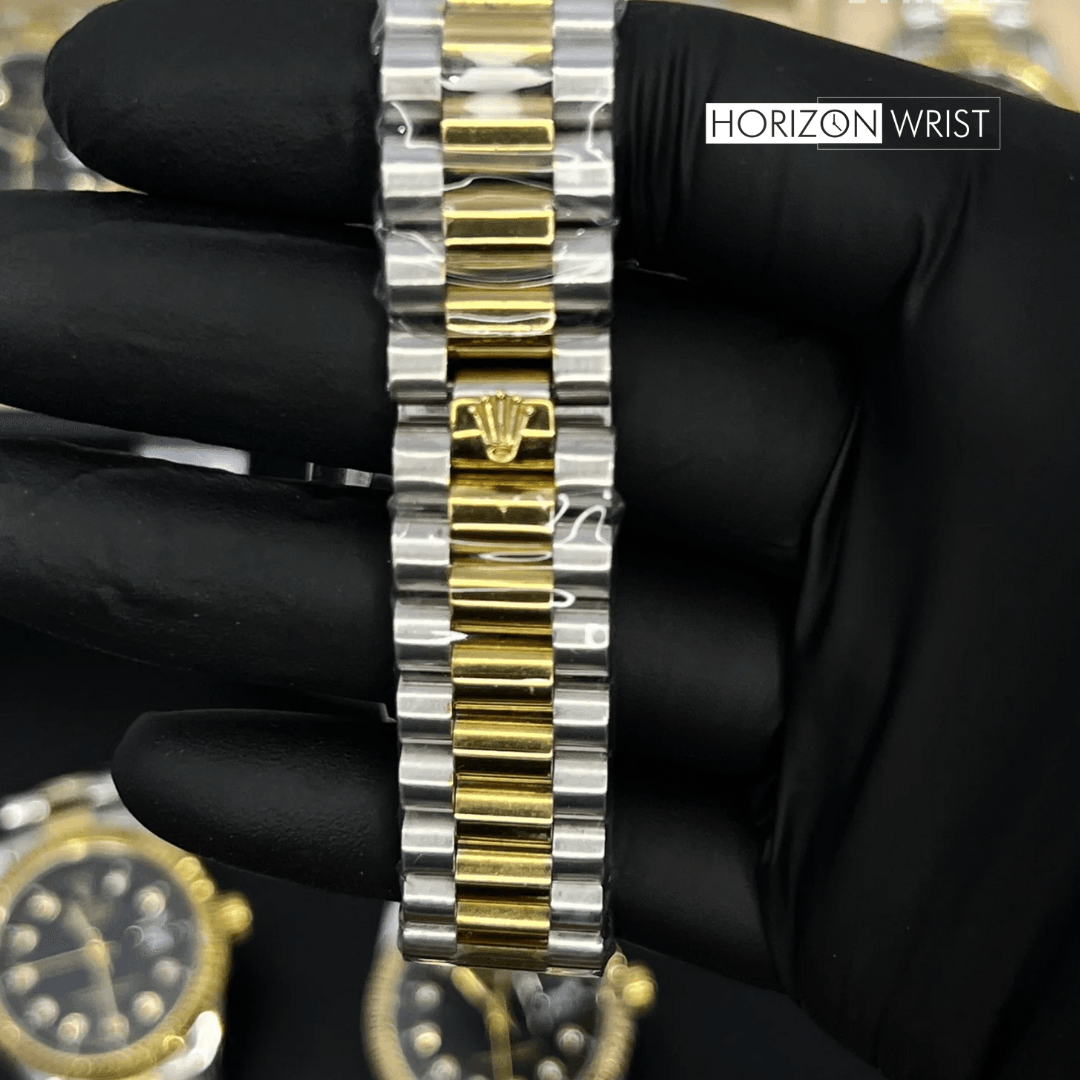 Diamond-Style Luxury Watch – Classic Two-Tone Stainless Steel - Horizon Wrist 