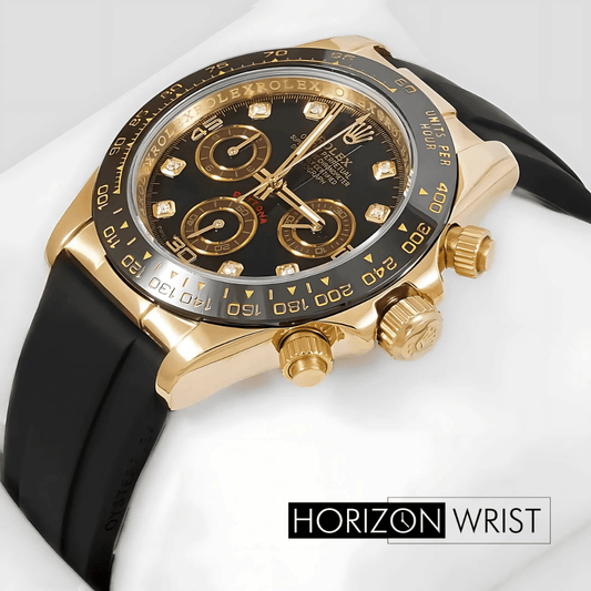 Rolex – Chronograph 40mm Gold Edition | Black Dial with Rubber Strap | Master AAA - Horizon Wrist 