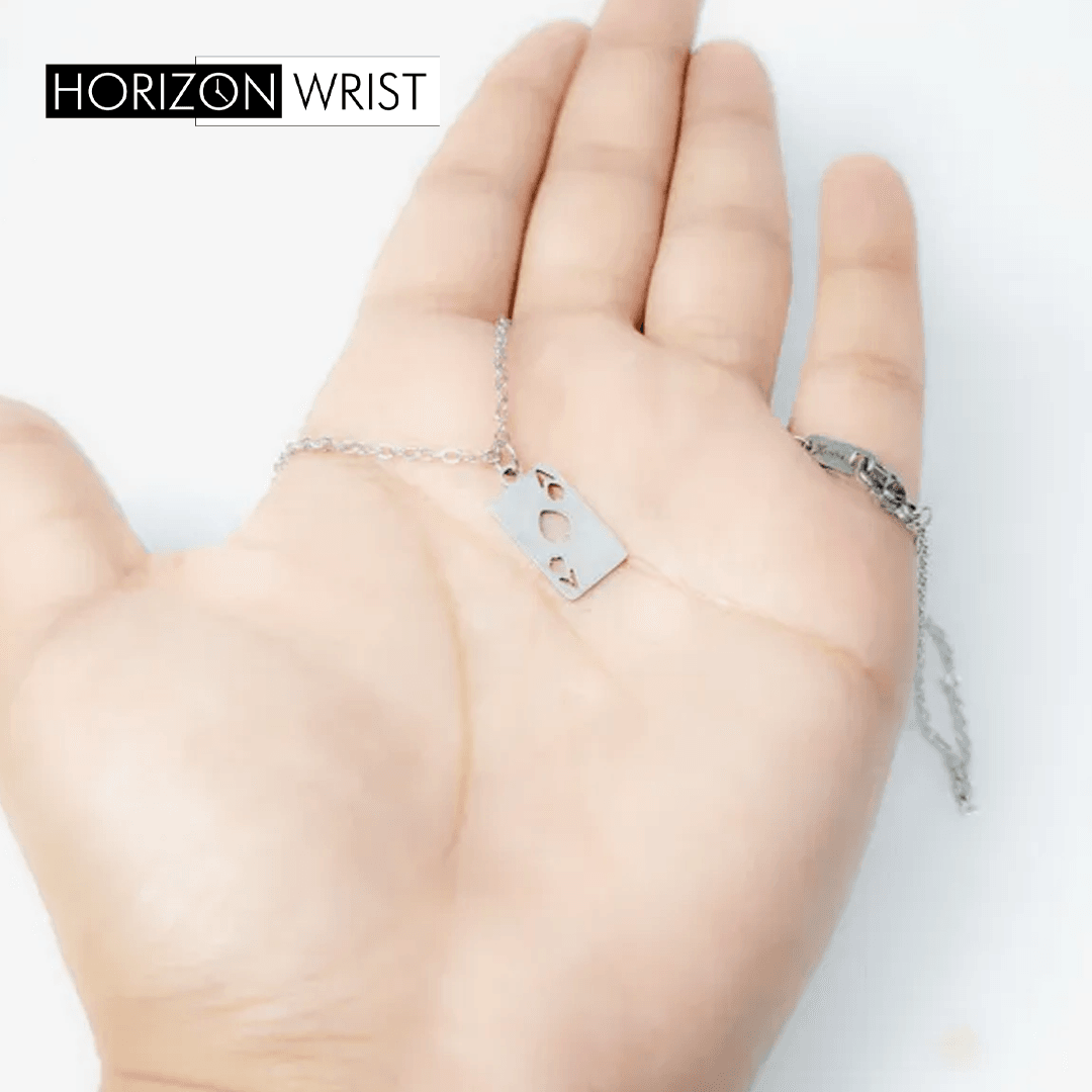 Minimal Ace of Spade Pendant Necklace – Stainless Steel - Horizon Wrist 
