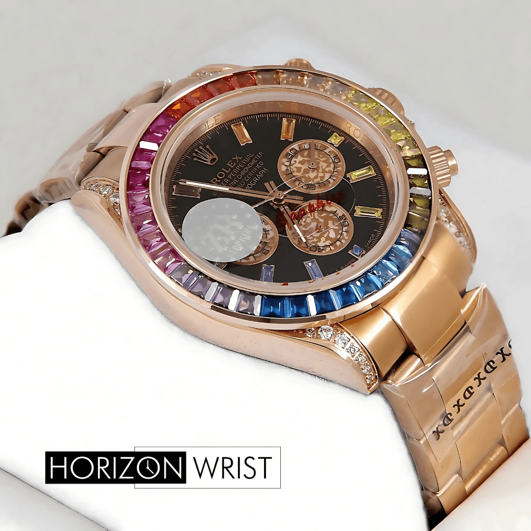 Rolex – 40mm Chronograph Rainbow Edition | Yellow Gold Case | Black Dial | Master AAA - Horizon Wrist 