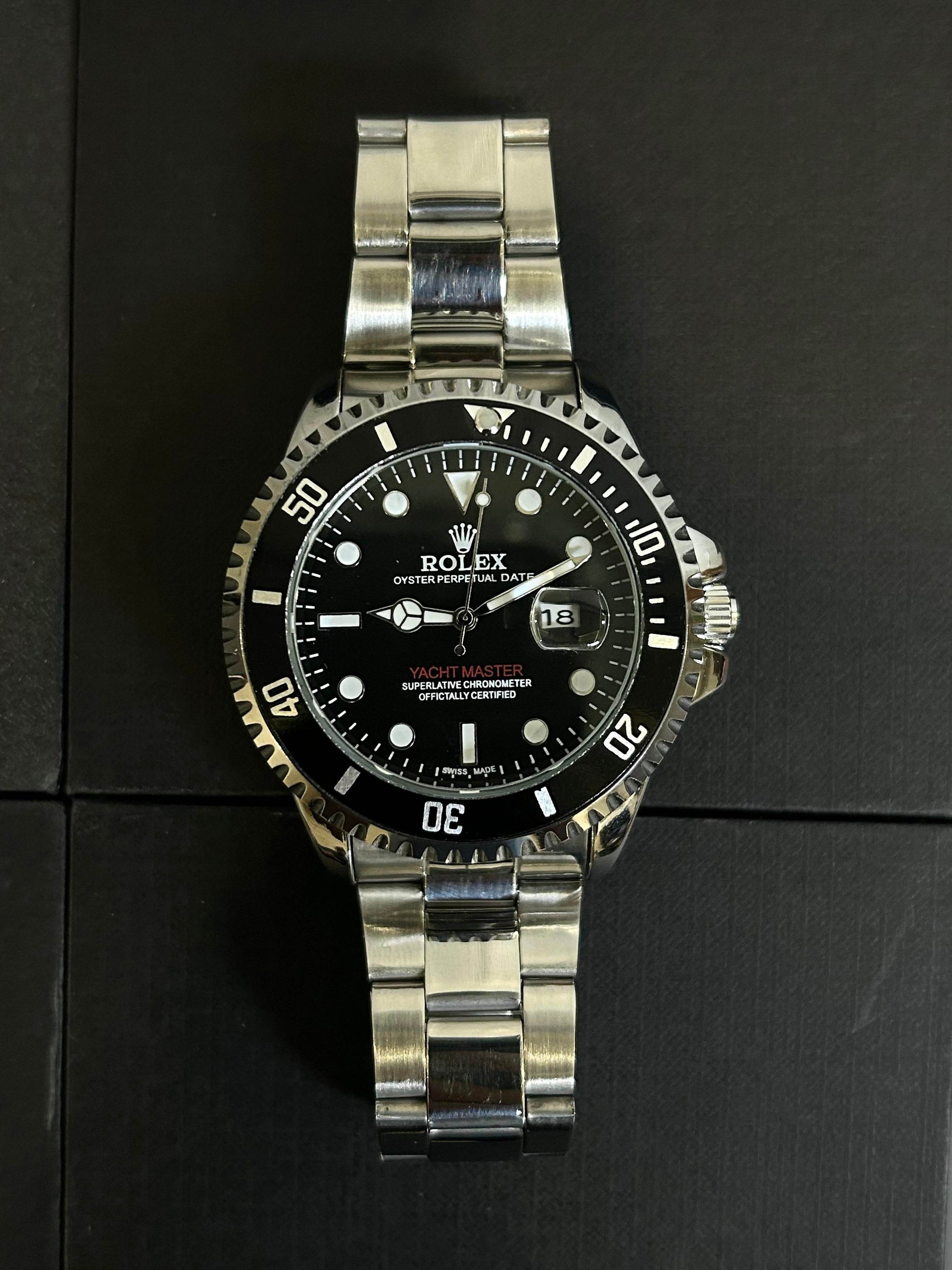 RLX Yacht-Master – Black Dial with Silver Chain | Classic Marine Style - Horizon Wrist 