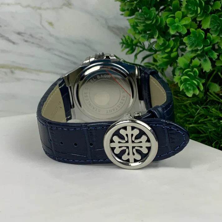 PP Leather Strap Watch - Silver Blue - Horizon Wrist 